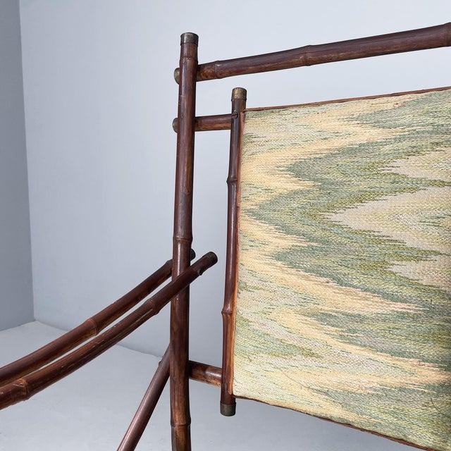 Wood Art Deco Italian Sofa in Fabric and Bamboo, 1930s For Sale - Image 7 of 14