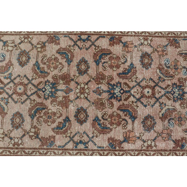 Antique Persian Hamadan Rug in Wool With All-Over Sub-Geometric Design For Sale - Image 10 of 12