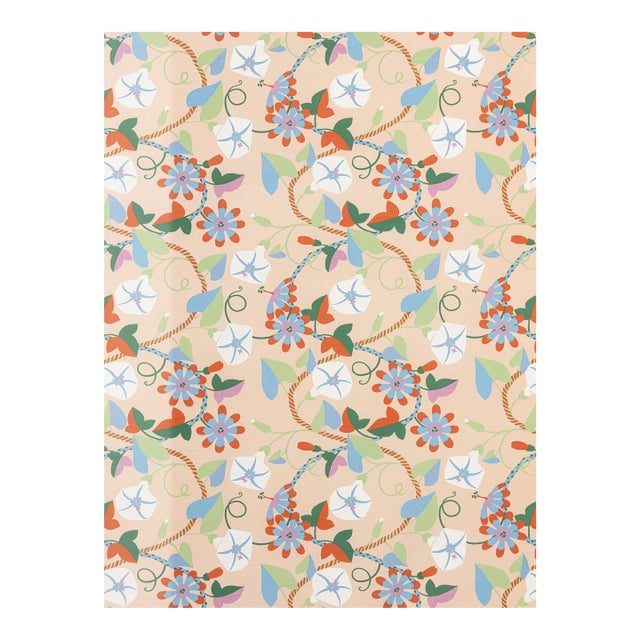 Sample - The House of Scalamandré Morning Glory Fabric, Peach For Sale