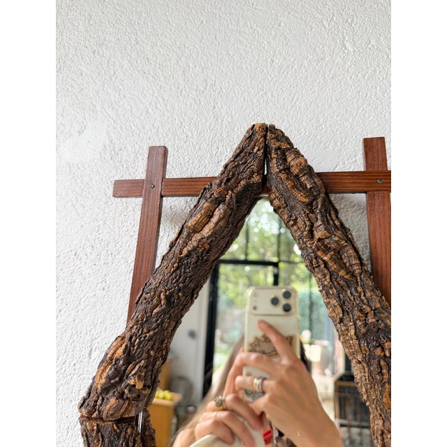 Antique Folk Art Rustic Wooden Mirror, 1900 For Sale - Image 12 of 18