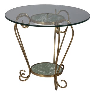 Vintage Italian Gilded Brass and Glass Coffee Table, 1950s For Sale