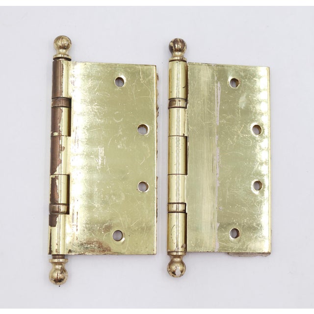 Mid 20th Century Pair of Baldwin 5 X 5 In. Polished Brass Ball Bearing Door Hinges For Sale - Image 5 of 5