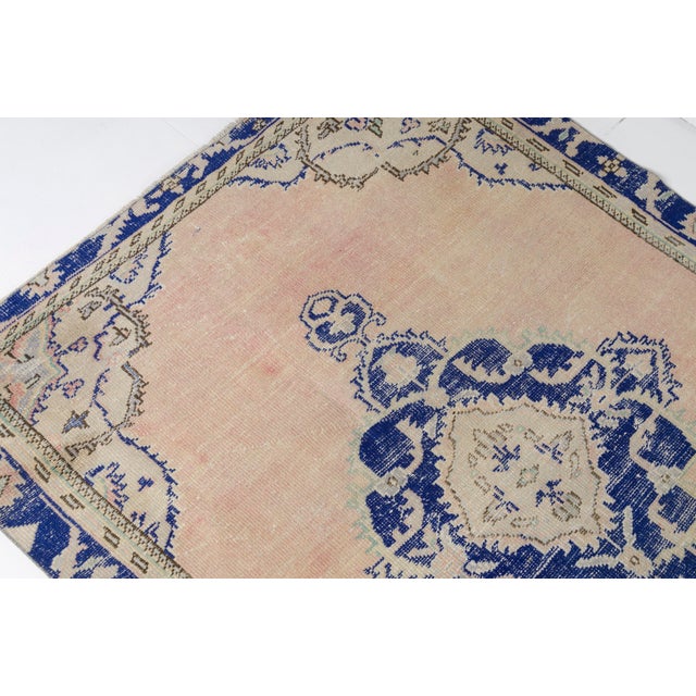 Tan 1950s Geometric Oushak Area Carpet For Sale - Image 8 of 10