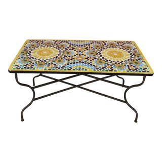 Rectangular Moroccan Mosaic Table in Multi-Color Settachia For Sale