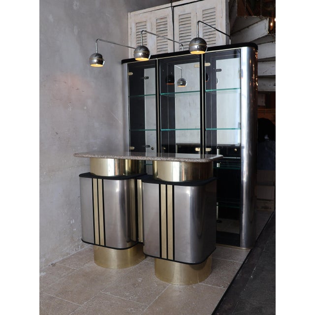 Brass and Chrome Bar, 1980s, Set of 2 For Sale - Image 12 of 14