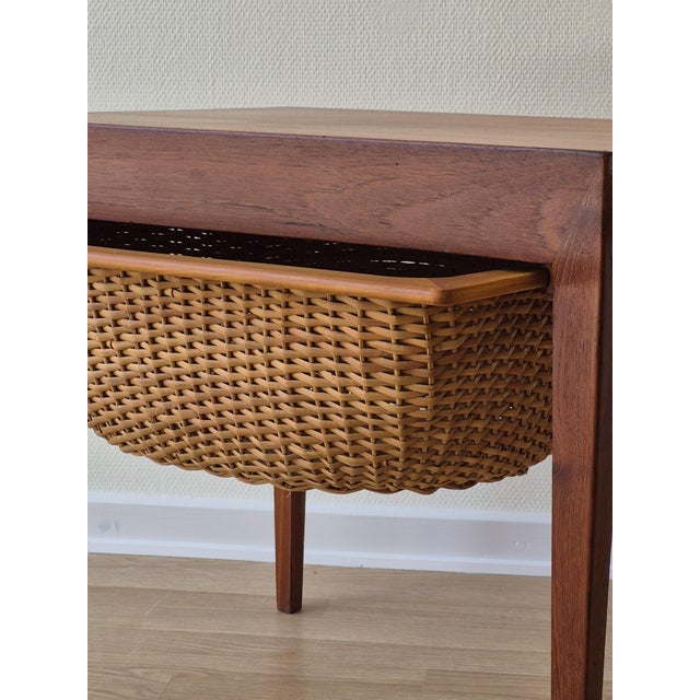 Brown Teak Sewing Table by Severin Hansen for Haslev Mobelsnedkeri, 1960s For Sale - Image 8 of 11