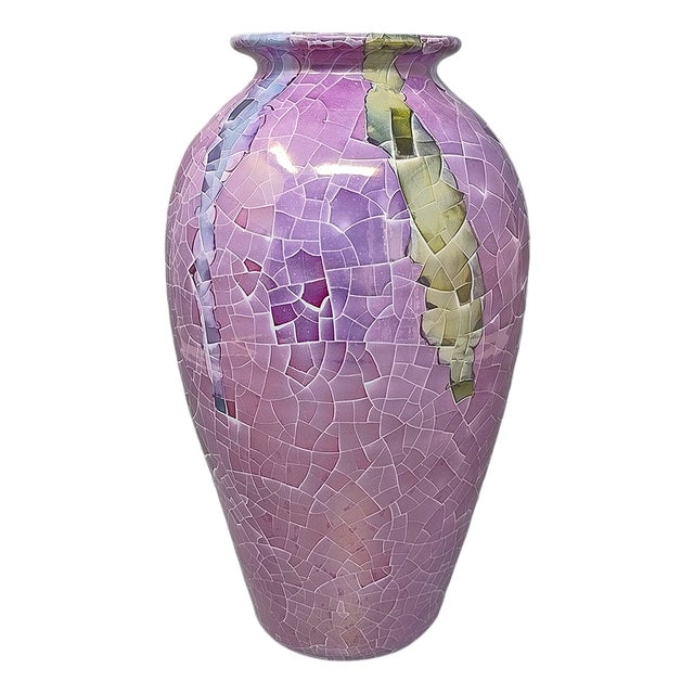Polycrome Craquelé Vase in Sardinian Ceramic by Giuseppe Locci, Italy, 1960s For Sale