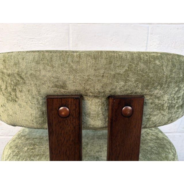 Green Mid-Century Modern Walnut Chair With Plush Green Upholstery For Sale - Image 8 of 13