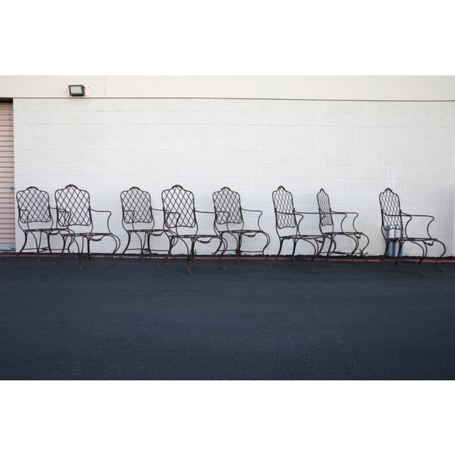 Exceptional vintage set of eight outdoor armchairs attributed to Gregorius Pineo, Los Angeles. These sculptural garden...