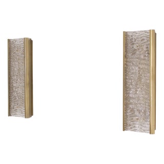 Large Murano Glass Wavy Wall Lights, 1960s, Set of 2 For Sale