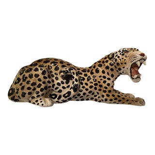 1960’s Terracotta Leopard Statue For Sale