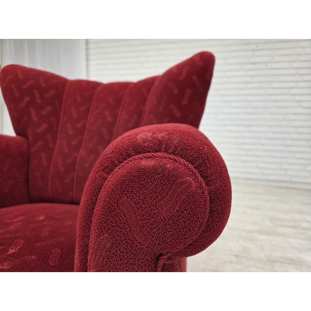 Vintage Danish Relax Chair in Red Furniture Wool, 1950s For Sale - Image 4 of 18