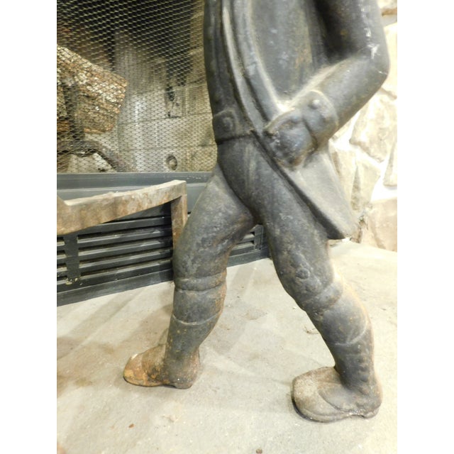 Folk Art Pair of Hessian Soldier Cast Iron Fireplace Andirons 18th Century For Sale - Image 3 of 17