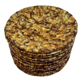 Antique Splatterware Plates- Set of 15 For Sale