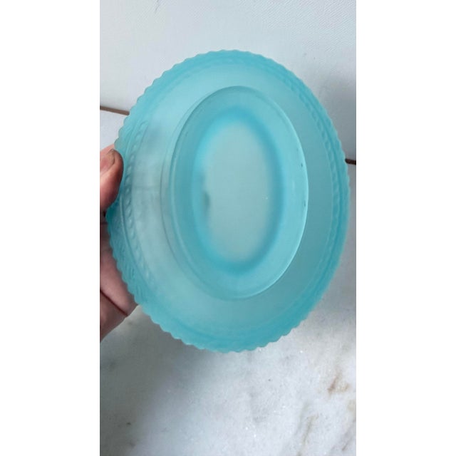 Blue Vintage Westmoreland Blue Satin Glass "Kissing Doves" Covered Candy Dish For Sale - Image 8 of 11