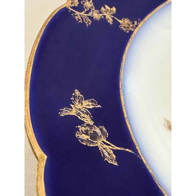 Charles Fields Haviland Antique French Porcelain Haviland Limoges Soup Bowls – Cobalt Blue & Gold, CHF 1452, 9" - Set of 3 For Sale - Image 4 of 11
