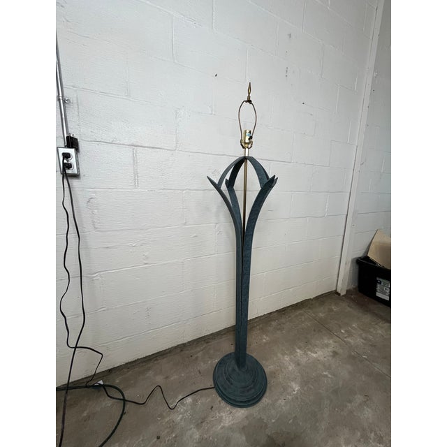 1980s Post-Modern Iron Floor Lamp Palm Design For Sale - Image 4 of 12