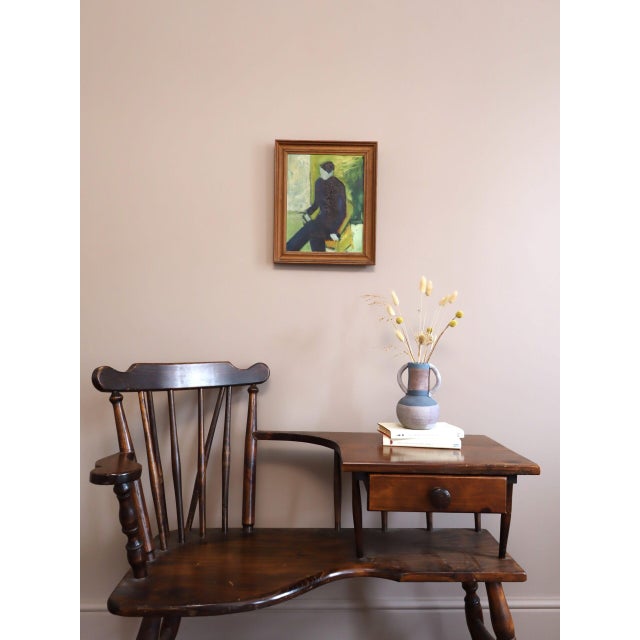Mid-Century Modern 1957 Mid-Century Modern 'A Moment Alone' Vintage Original Figurative Portrait Oil Painting, Framed For Sale - Image 3 of 13