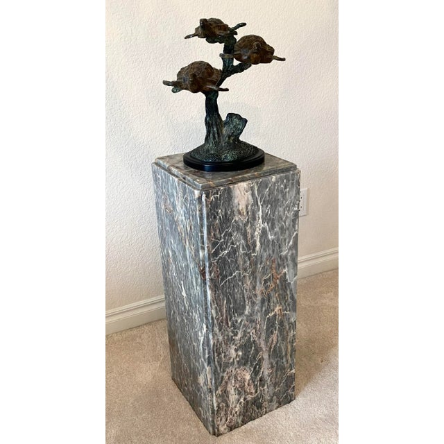 Stone Vintage Marble Pillar Custom Accent/Side/Plant Table Gray, Salmon, Cream Marble. For Sale - Image 7 of 12