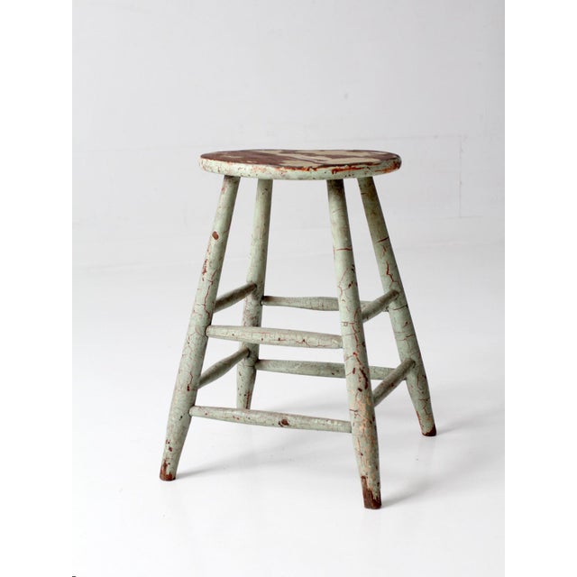Vintage Painted Farmhouse Stool For Sale - Image 10 of 13