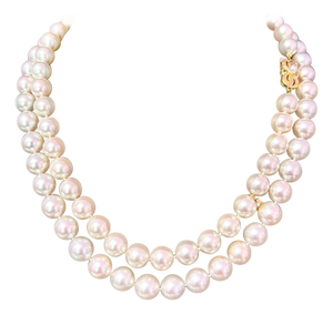 1990s Mikimoto Estate Akoya Pearl Necklace 18k Gold Certified
