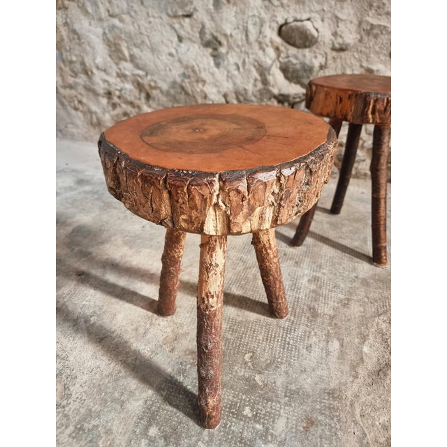 Brown Vintage Wooden Stools, France, 1960s, Set of 2 For Sale - Image 8 of 18