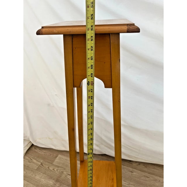 Brown Vintage Lane Wood Plant Stand Museum Folk Art Pedestal Tall Accent Table For Sale - Image 8 of 14
