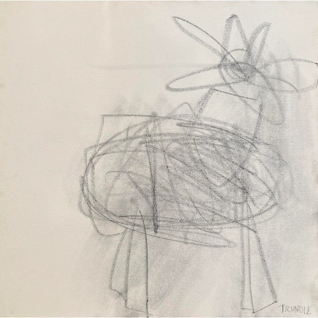 Sarah Trundle, Contemporary Abstract Graphite Drawing on Canvas "Flower Study in Charcoal" For Sale
