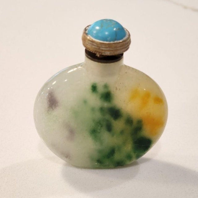 Early 20th Century Mottled Peking Glass Snuff Bottle With Turquoise For Sale - Image 15 of 18