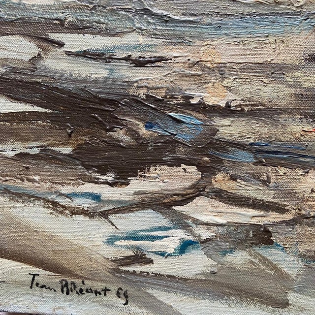 Aqua Jean Bréant, Neutral Abstract, 1960s, Oil on Canvas For Sale - Image 8 of 10