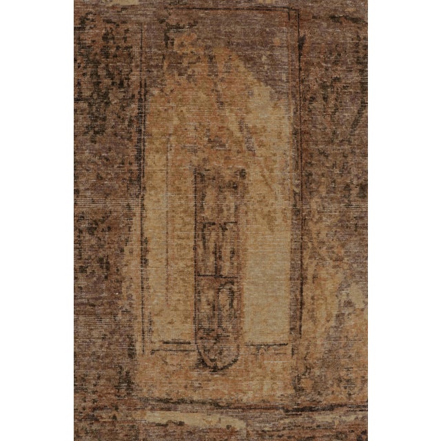 Rug & Kilim Rug & Kilim’s Distressed Style Abstract Rug in Gold, Brown and Purple Patterns For Sale - Image 4 of 6