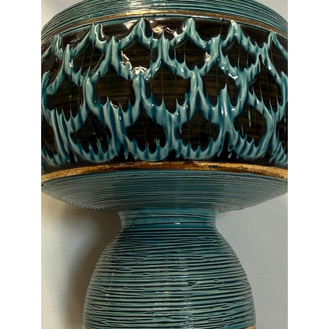 Vintage Aldo Londi for Bitossi "Seta" Pedestal Bowl 1960s For Sale - Image 9 of 11