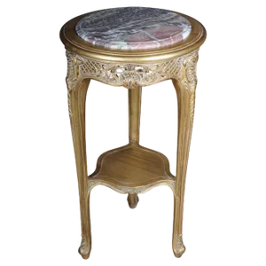Louis XV Carved Gold Side Table with Marble Top
