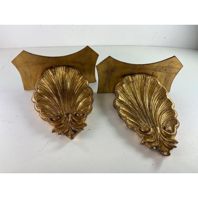 Mid-Century Vintage Italian Hand Carved Shell Wall Brackets For Sale - Image 10 of 10