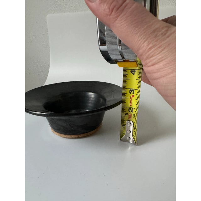 Signed Black Black Minimalist Studio Pottery Bowl For Sale - Image 4 of 5