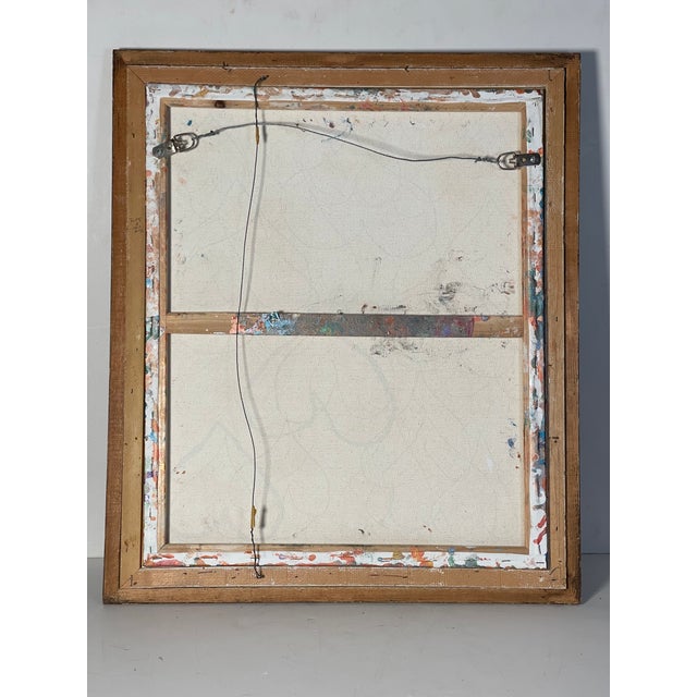 Blue Abstract Vintage Painting on Canvas in Antique Frame For Sale - Image 8 of 8