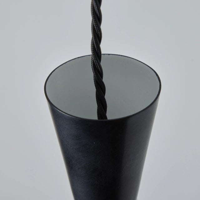 1950s Black Metal Diabolo Pendant Lamp Attributed to Stilnovo For Sale In Los Angeles - Image 6 of 13