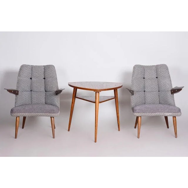 Small table. Czech mid-century Material: Oak Period: 1950-1959.