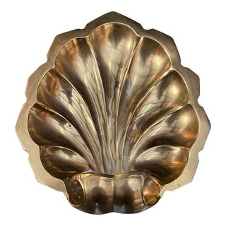1970s Brass Shell Decorative Tray For Sale
