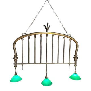 Early 20th Century Rustic Bedframe Chandelier With Swan Motif For Sale