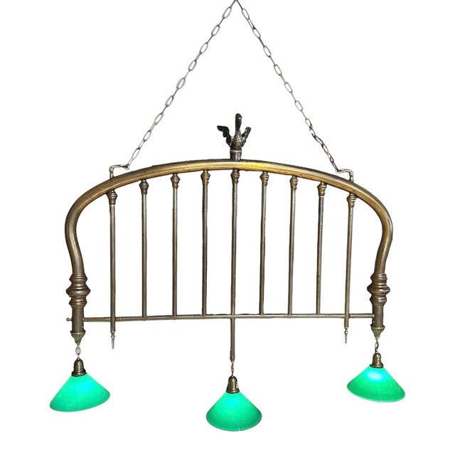 Early 20th Century Rustic Bedframe Chandelier With Swan Motif For Sale