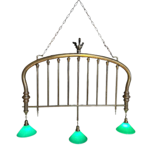 Early 20th Century Rustic Bedframe Chandelier With Swan Motif