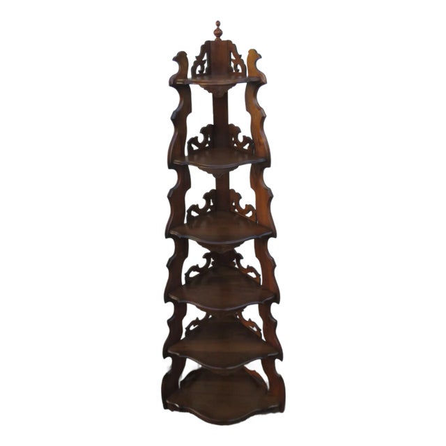 Victorian Eastlake Carved Tall Corner Display Shelves Etagere 5802 For Sale
