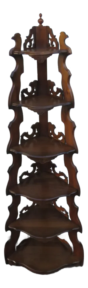 Victorian Eastlake Carved Tall Corner Display Shelves Etagere 5802