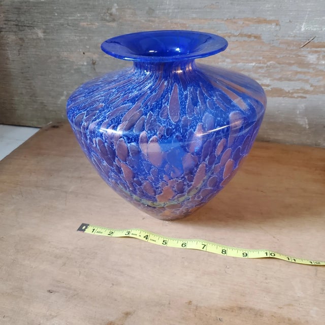 Mid-Century Modern Vintage Azzurro Italy Hand Blown Italian Art Glass Vase For Sale - Image 3 of 5