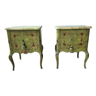 Vintage Hand Painted Italian Venetian Style Nightstands/End Tables - A Pair For Sale
