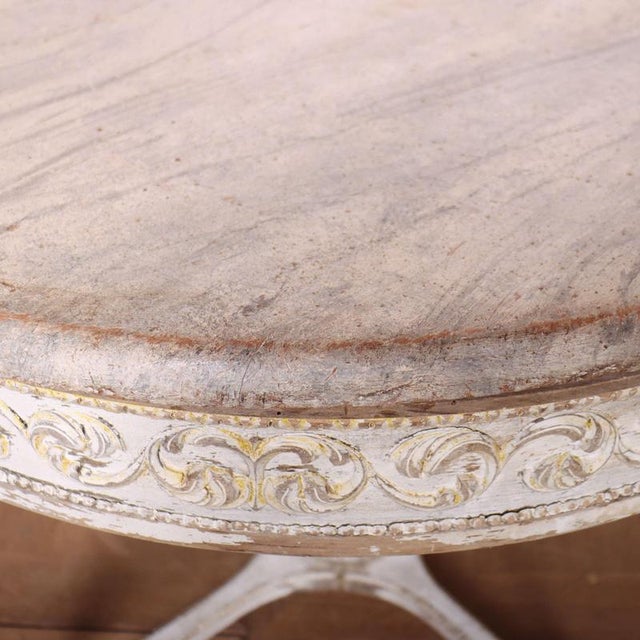 White Swedish Carved Lamp Table For Sale - Image 8 of 9