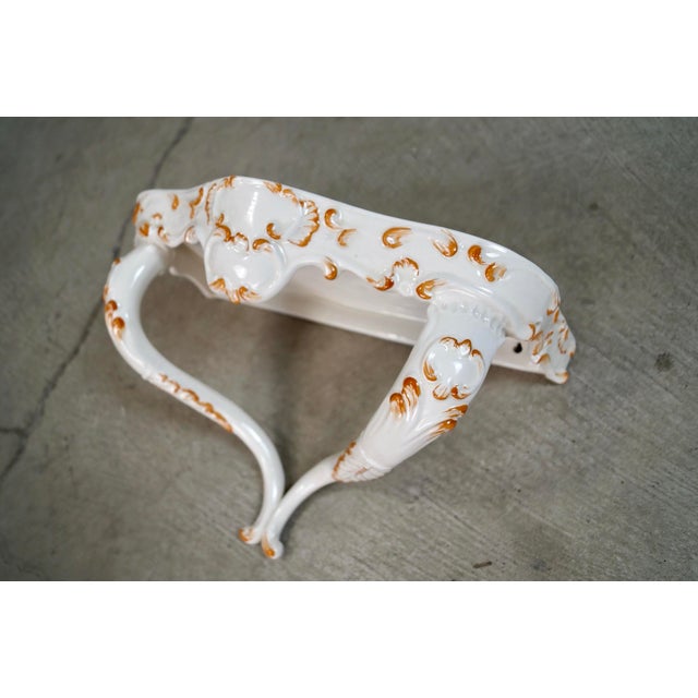 Meiselman Imports 1970’s Italian Wall Mounting Hand Painted Ceramic Shelf For Sale - Image 4 of 12