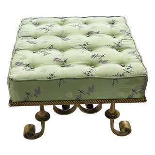 1940s Gorgeous Antique Louis XVI Style Ottoman Silk Tufted Scrolled Feet For Sale