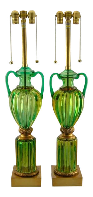 Marbro Murano Glass Lamps Green